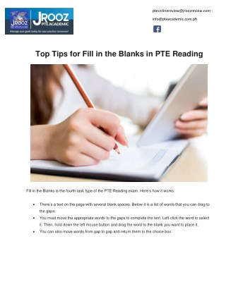 Top Tips for Fill in the Blanks in PTE Reading