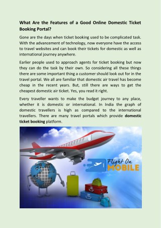 What Are the Features of a Good Online Domestic Ticket Booking Portal?