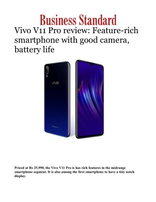Vivo V11 Pro review: Feature-rich smartphone with good camera, battery life 