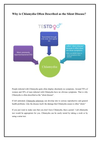 Why is Chlamydia Often Described as the Silent Disease?