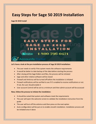 Easy Steps for Sage 50 2019 Installation | Call 1-800-796-0471 for support