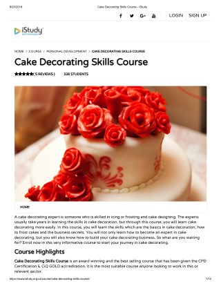 Cake Decorating Skills Course - istudy