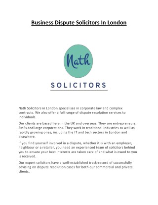 Business Dispute Solicitors In London