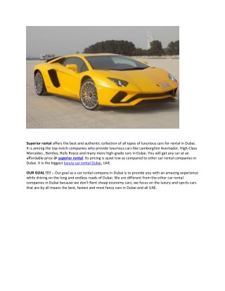 Superior Rental - Luxury Car Rental Dubai