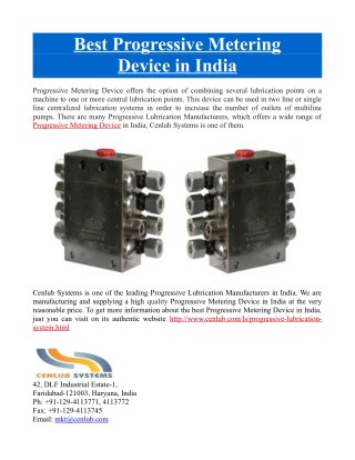 Best Progressive Metering Device in India