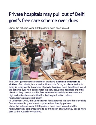 Private hospitals may pull out of Delhi govt's free care scheme over dues