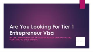 Are You Looking For Tier 1 Entrepreneur Visa