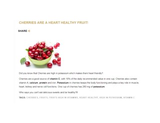 CHERRIES ARE A HEART HEALTHY FRUIT | SMART LIVING BY LAKE | HEALTHY LIFESTYLE BLOG