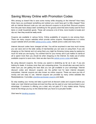 Saving Money Online with Promotion Codes