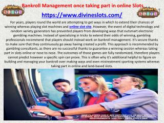 Bankroll Management once taking part in online Slots