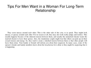 Tips For Men Want in a Woman For Long-Term Relationship