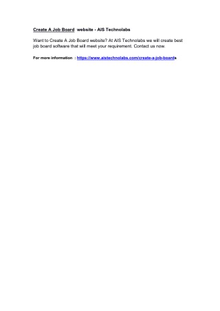 Create A Job Board website - AIS Technolabs