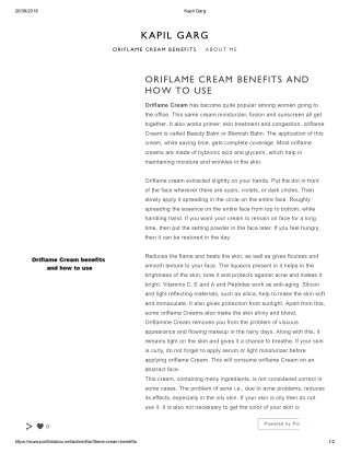 ORIFLAME CREAM BENEFITS AND HOW TO USE