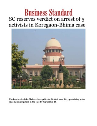 SC reserves verdict on arrest of 5 activists in Koregaon-Bhima case 