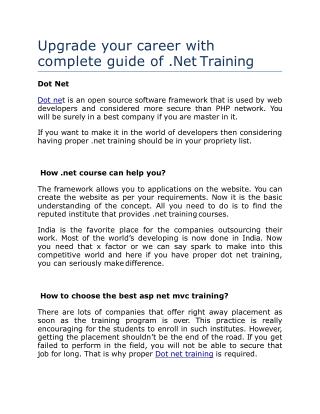 Dot Net Training