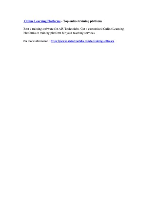 Online Learning Platforms - Top online training platform