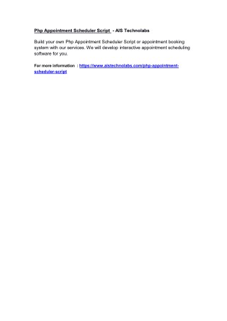 Php Appointment Scheduler Script - AIS Technolabs