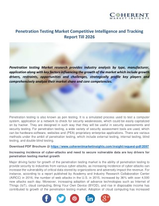 Penetration Testing Market Competitive Intelligence and Tracking Report Till 2026
