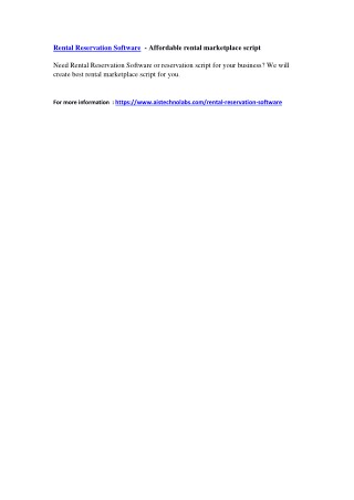 Rental Reservation Software - Affordable rental marketplace script