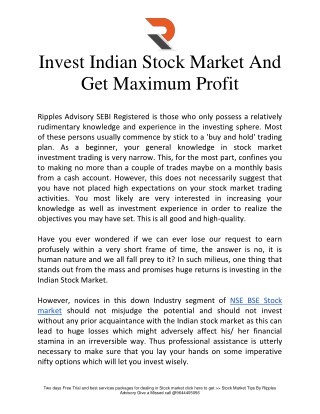 Invest Indian Stock Market And Get Maximum Profit