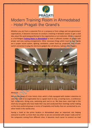 Modern Training Room in Ahmedabad - Hotel Pragati the Grand’s