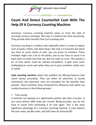 Count And Detect Counterfeit Cash With The Help Of A Currency Counting Machine