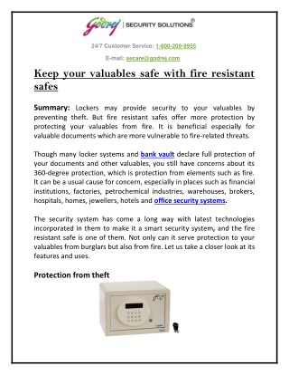 Keep your valuables safe with fire resistant safes