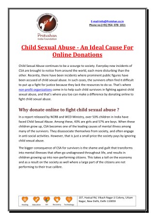 Child Sexual Abuse - An Ideal Cause For Online Donations