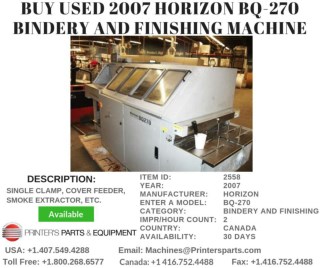 Buy Used 2007 Horizon BQ-270 Bindery and Finishing Machine