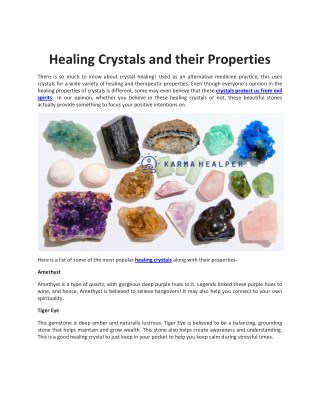 Healing Crystals and their Properties - KARMA HEALPER