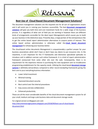 Best Use of Cloud Based Document Management Solutions