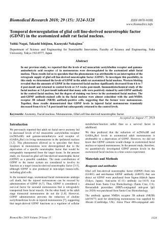 Temporal downregulation of glial cell line-derived neurotrophic factor (GDNF) in the axotomized adult rat facial nucleus