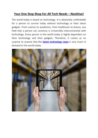 Get The Best Latest Technology News with NextHive
