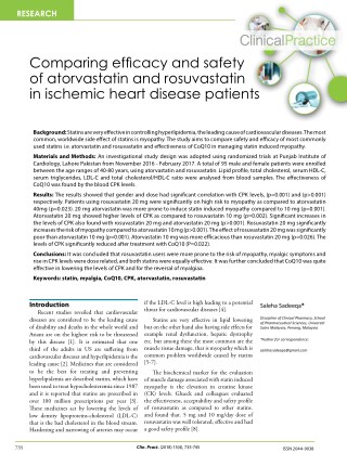 Comparing efficacy and safety of atorvastatin and rosuvastatin in ischemic heart disease patients