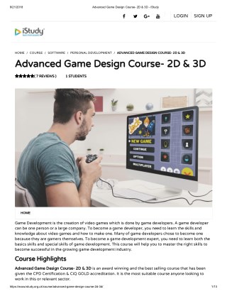 Advanced Game Design Course- 2D & 3D - istudy