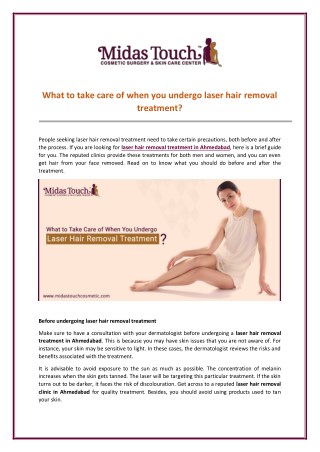 Need to Know before You Undergo Laser Hair Removal Treatment