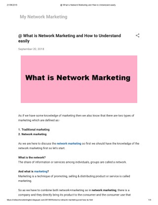 What is Network Marketing and How to Understand easily