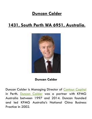 Duncan Calder Perth - Managing Director of ContourCapital,com.au, Perth