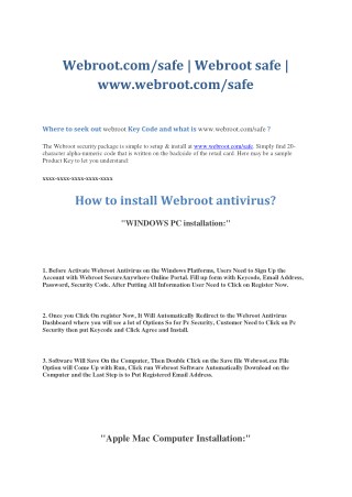 webroot.com/safe | activate webroot