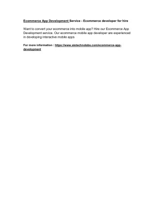 Ecommerce App Development Service - Ecommerce developer for hire