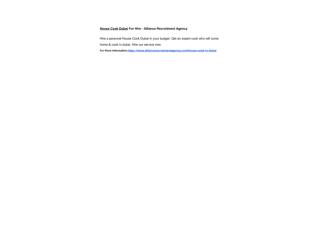 House Cook Dubai For Hire - Alliance Recruitment Agency