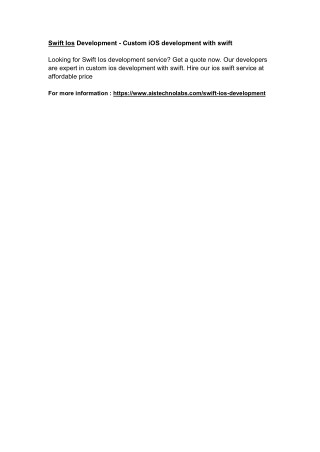 Swift Ios Development - Custom iOS development with swift