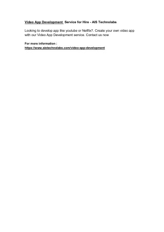 Video App Development Service for Hire - AIS Technolabs