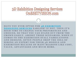 3D Exhibition Designing Servicess