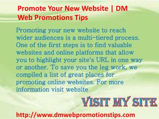 Promote Your New Website | DM Web Promotions Tips