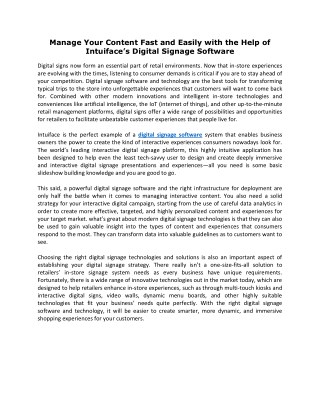 Manage Your Content Fast and Easily with the Help of Intuiface’s Digital Signage Software