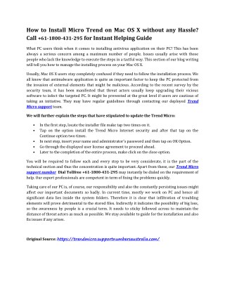 Trend Micro Support Tollfree Number For Australia Users Dial 61-1800-431-295