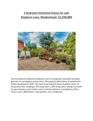 5 bedroom Detached House for sale Kinghorn Lane, Maidenhead- £1,250,000