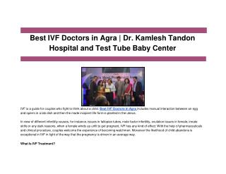 Best IVF Doctors in Agra | Dr. Kamlesh Tandon Hospital and Test Tube Baby Center