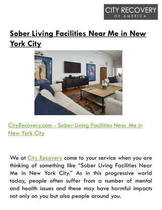 Sober Living Facilities Near Me in New York City